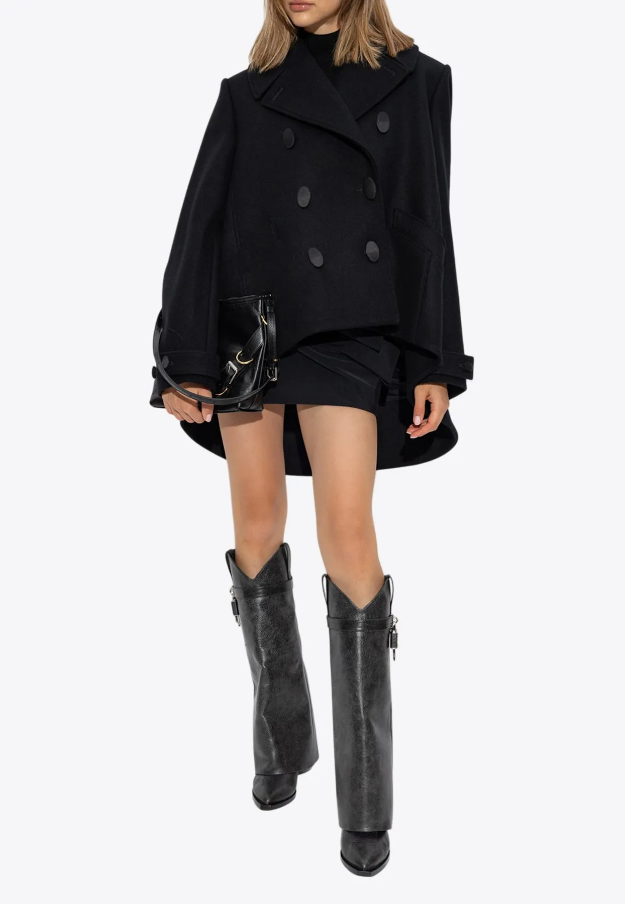 Oversized Double-Breasted Wool Peacoat