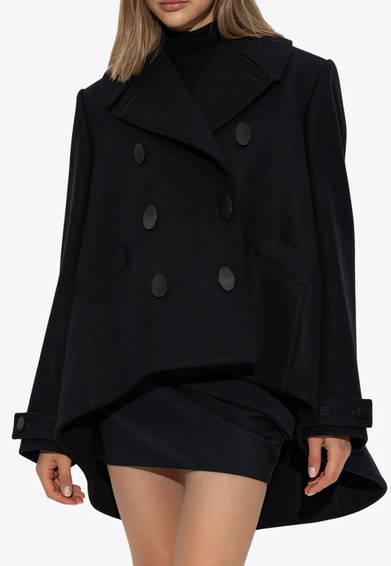Oversized Double-Breasted Wool Peacoat