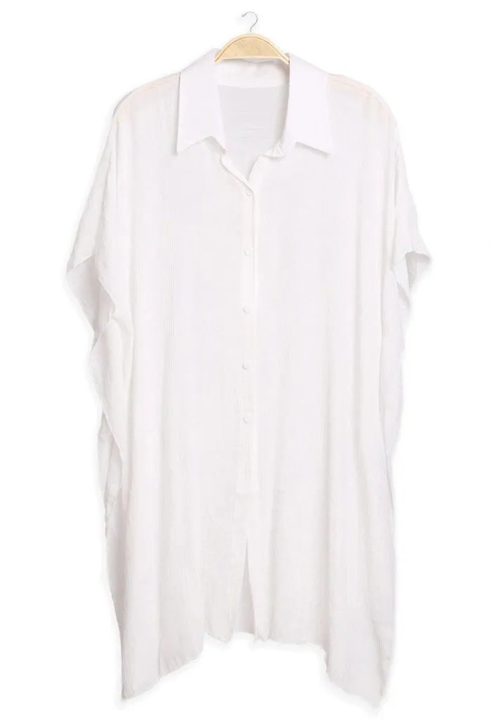 Oversized Short Sleeve Button Up