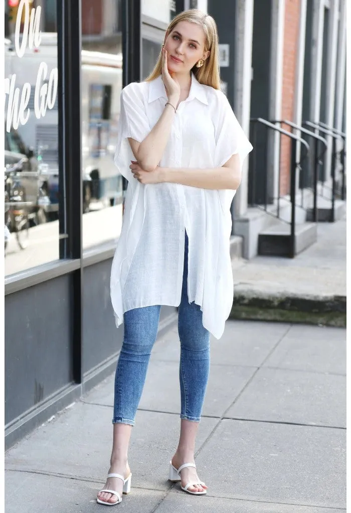 Oversized Short Sleeve Button Up