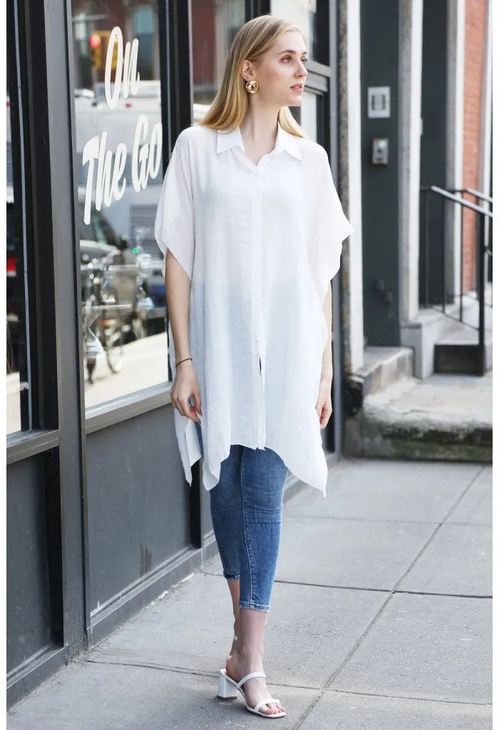 Oversized Short Sleeve Button Up