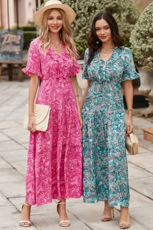 Paisley Boho Ruffle Tiered Maxi Dress