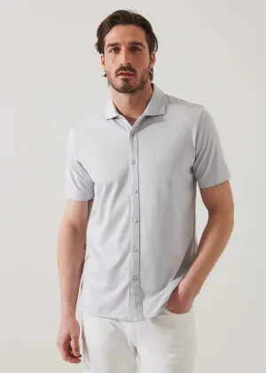 Patrick Assaraf Knit Front Shirt- Glacier