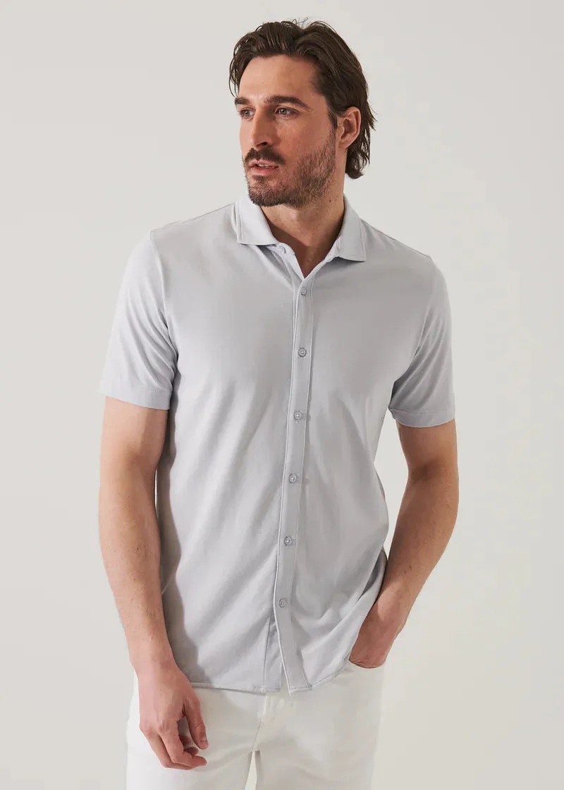 Patrick Assaraf Knit Front Shirt- Glacier