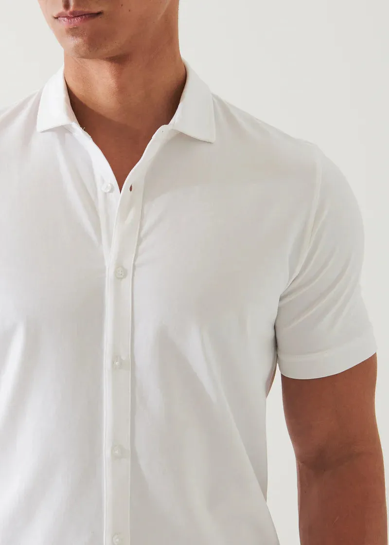 Patrick Assaraf Knit Front Shirt- White