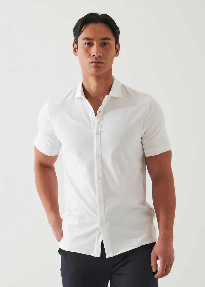 Patrick Assaraf Knit Front Shirt- White