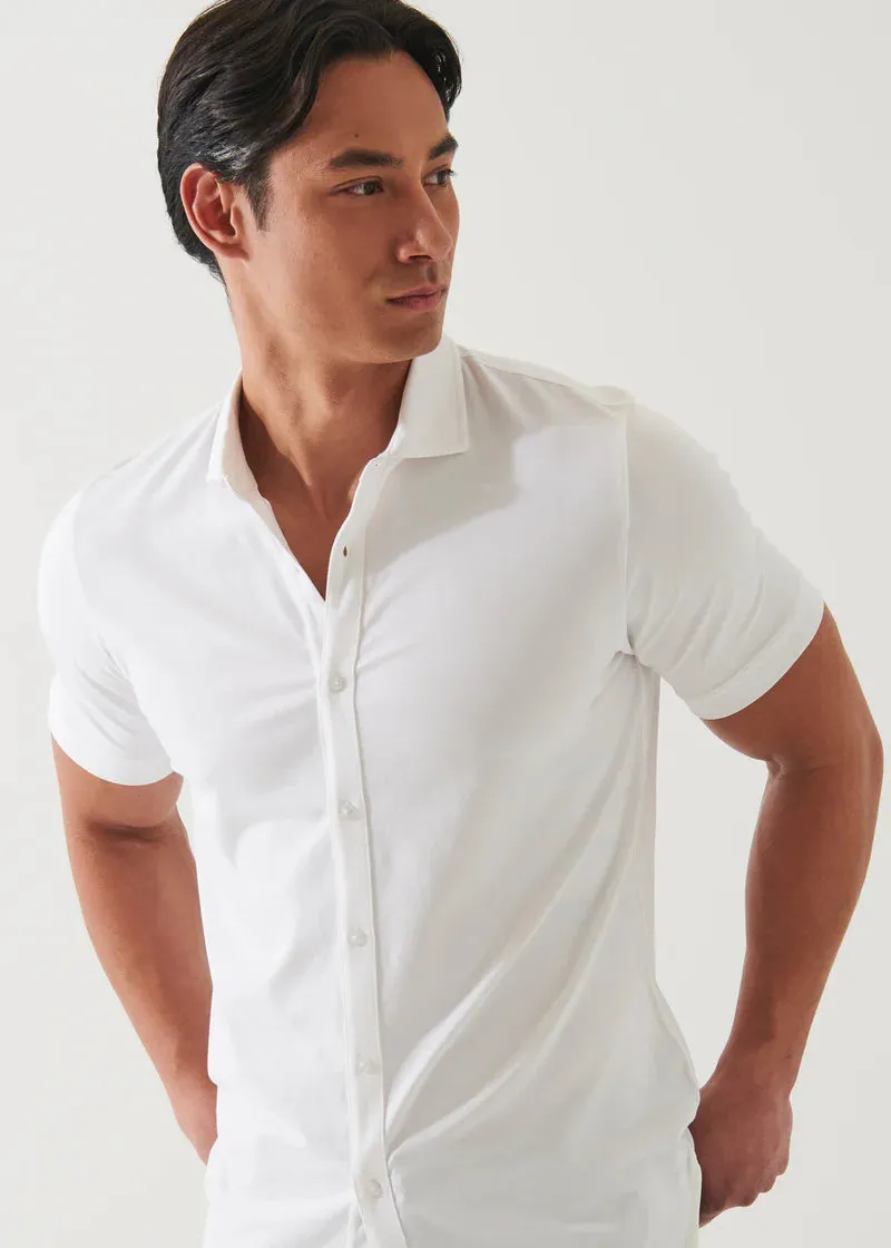 Patrick Assaraf Knit Front Shirt- White