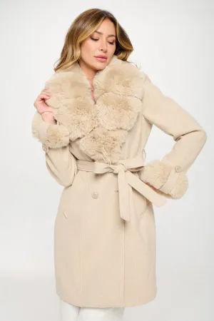 Patterned Faux Fur Coat