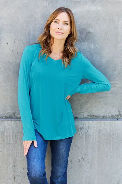 Paulette Basic Bae Full Size V-Neck Long Sleeve Top
