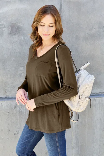 Paulette Basic Bae Full Size V-Neck Long Sleeve Top
