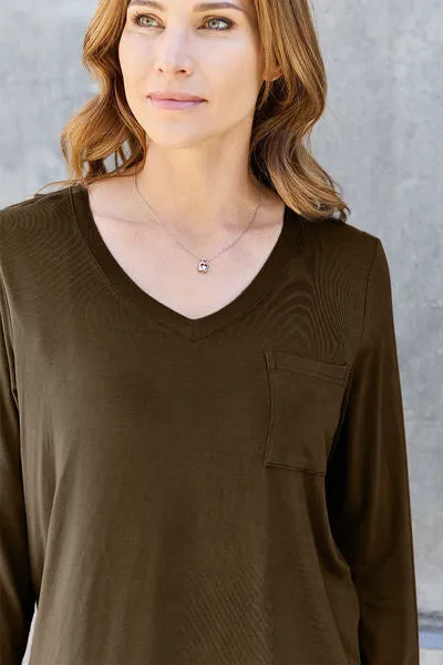 Paulette Basic Bae Full Size V-Neck Long Sleeve Top