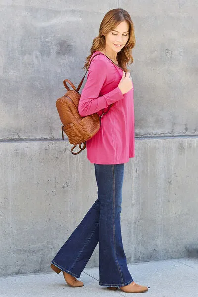 Paulette Basic Bae Full Size V-Neck Long Sleeve Top