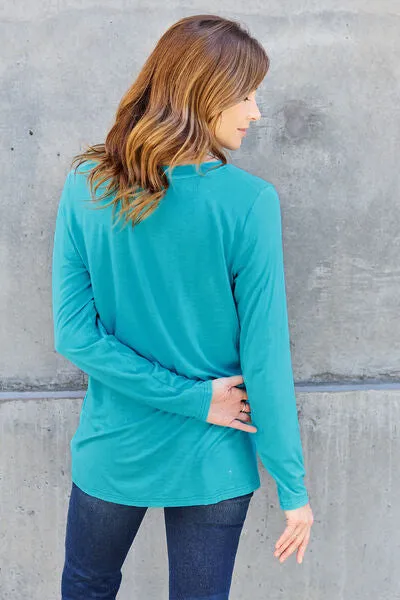 Paulette Basic Bae Full Size V-Neck Long Sleeve Top