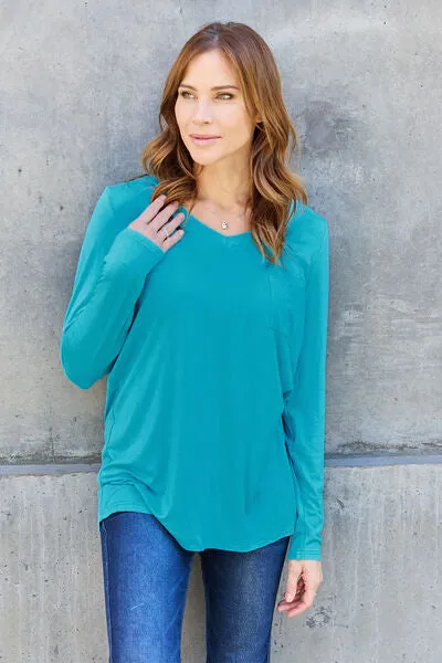 Paulette Basic Bae Full Size V-Neck Long Sleeve Top