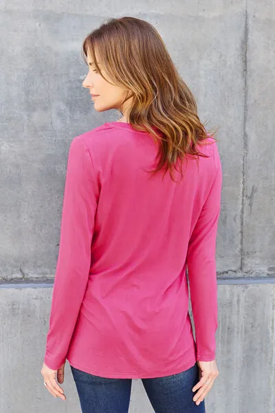 Paulette Basic Bae Full Size V-Neck Long Sleeve Top