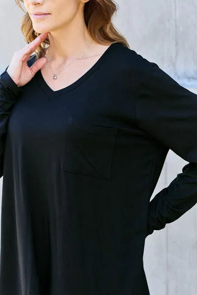 Paulette Basic Bae Full Size V-Neck Long Sleeve Top