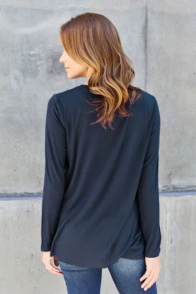 Paulette Basic Bae Full Size V-Neck Long Sleeve Top