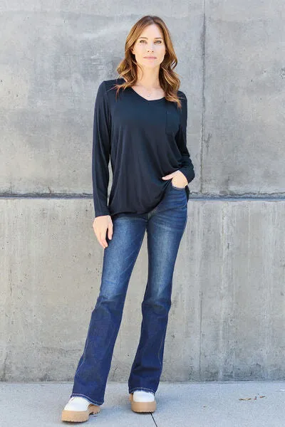 Paulette Basic Bae Full Size V-Neck Long Sleeve Top