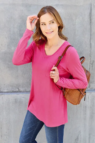 Paulette Basic Bae Full Size V-Neck Long Sleeve Top