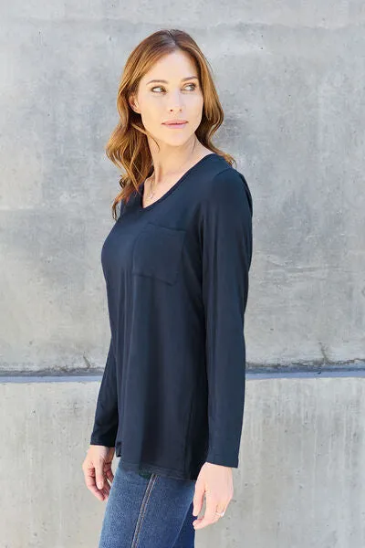 Paulette Basic Bae Full Size V-Neck Long Sleeve Top