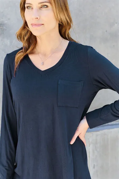 Paulette Basic Bae Full Size V-Neck Long Sleeve Top