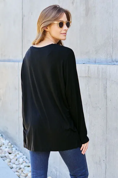 Paulette Basic Bae Full Size V-Neck Long Sleeve Top