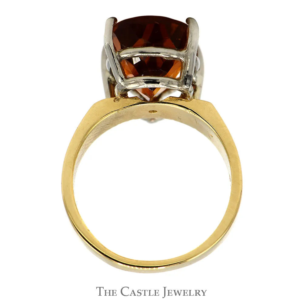 Pear Cut Citrine Ring with Polished Sides in 14k Yellow Gold