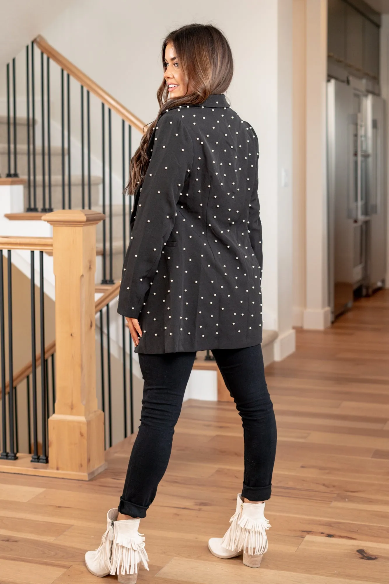 Pearl Blazer Jacket - Black