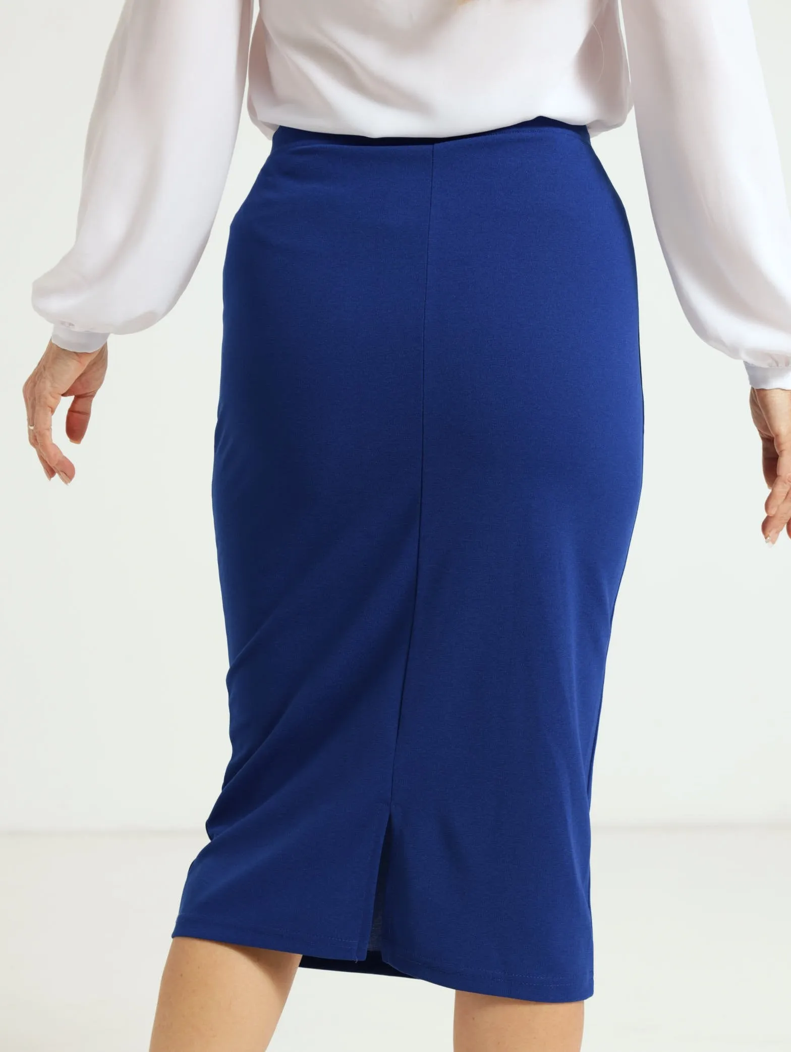 Pencil Skirt With Trim - Cobalt