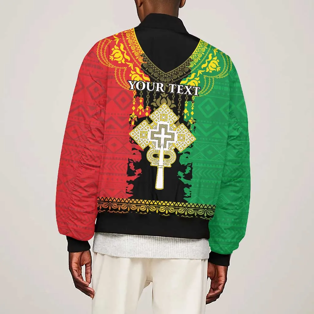 Personalised Afro Ethiopia Bomber Jacket Lion Of Judah - African Pattern LT15