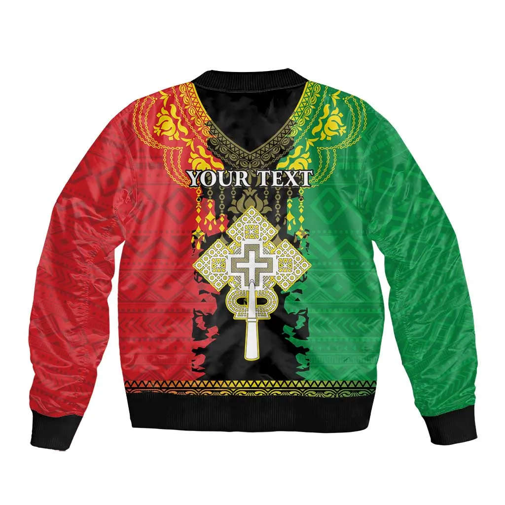 Personalised Afro Ethiopia Bomber Jacket Lion Of Judah - African Pattern LT15