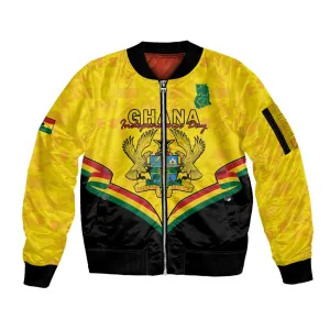 Personalised Afro Ghana Sleeve Zip Bomber Jacket 68th Anniversary Independence LT15
