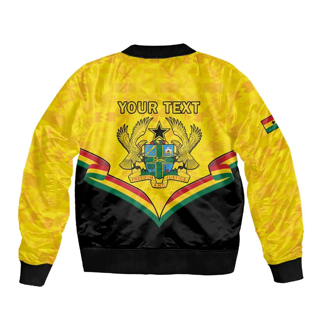 Personalised Afro Ghana Sleeve Zip Bomber Jacket 68th Anniversary Independence LT15