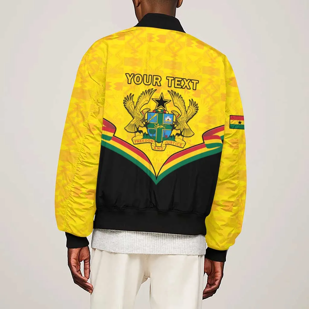 Personalised Afro Ghana Sleeve Zip Bomber Jacket 68th Anniversary Independence LT15