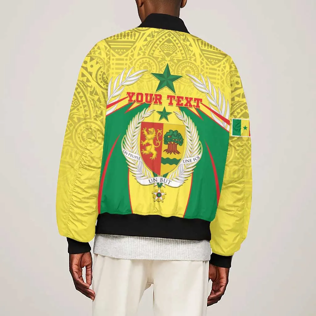 Personalised Afro Senegal Bomber Jacket Coat Of Arms Mix African Pattern LT15