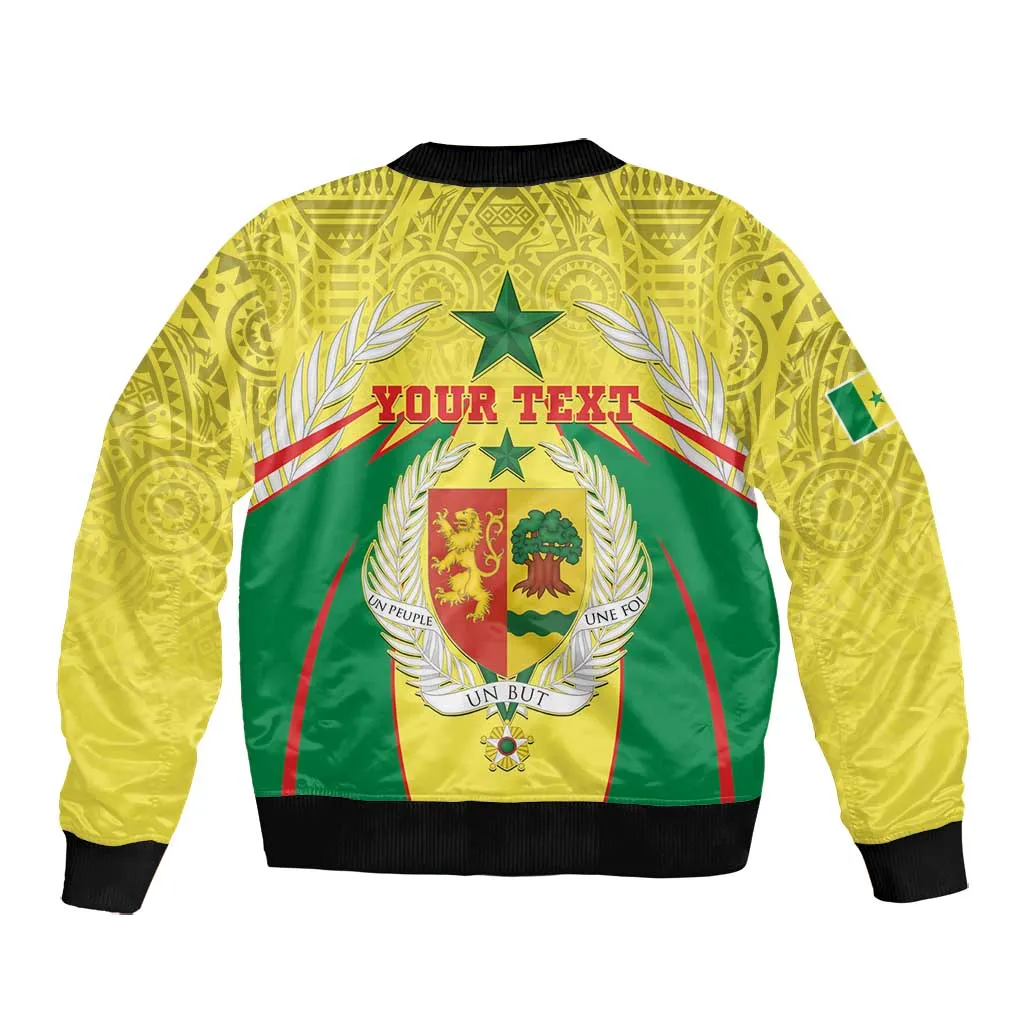 Personalised Afro Senegal Bomber Jacket Coat Of Arms Mix African Pattern LT15
