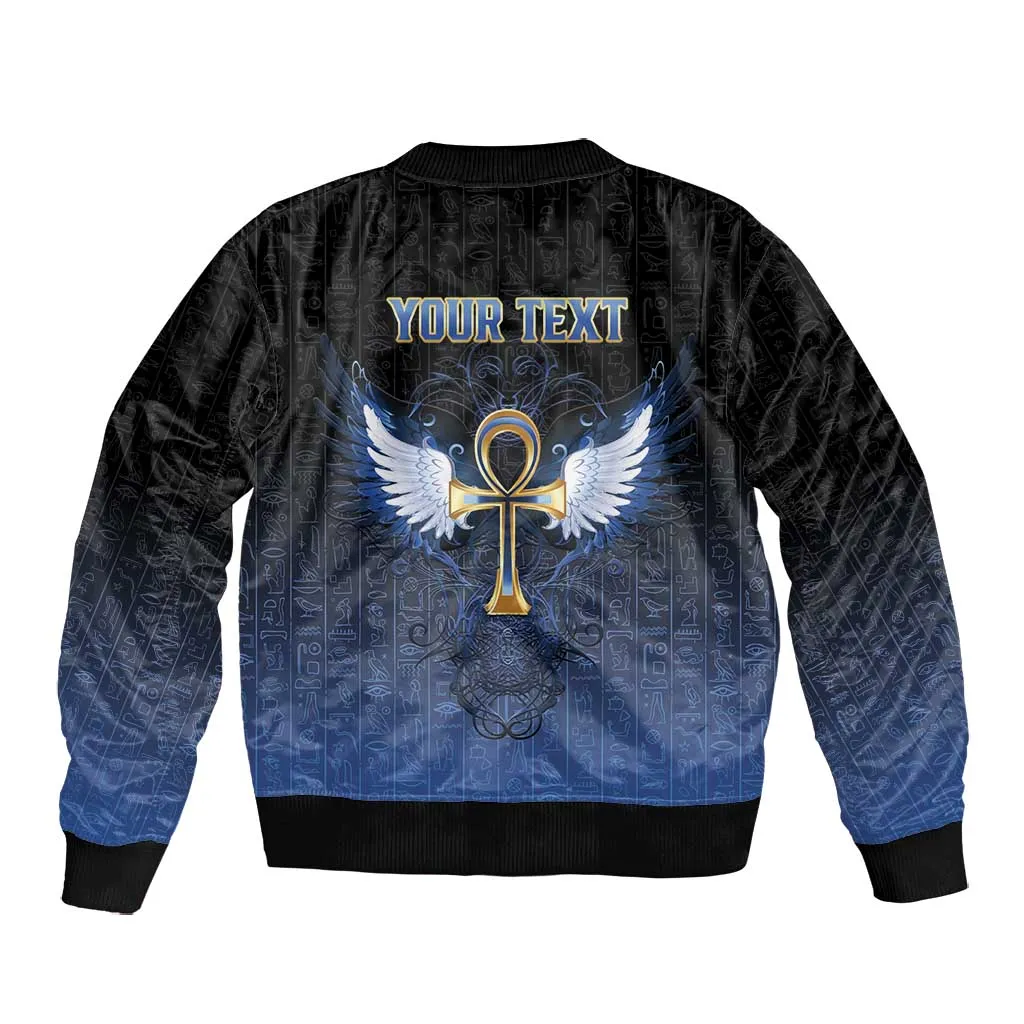 Personalised Egyptian Ankh Bomber Jacket Egypt Hieroglyphs Pattern LT15