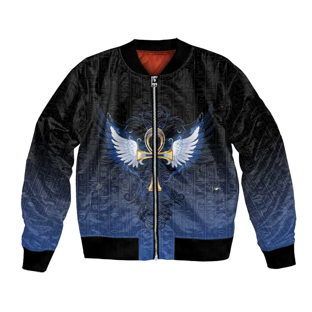 Personalised Egyptian Ankh Bomber Jacket Egypt Hieroglyphs Pattern LT15