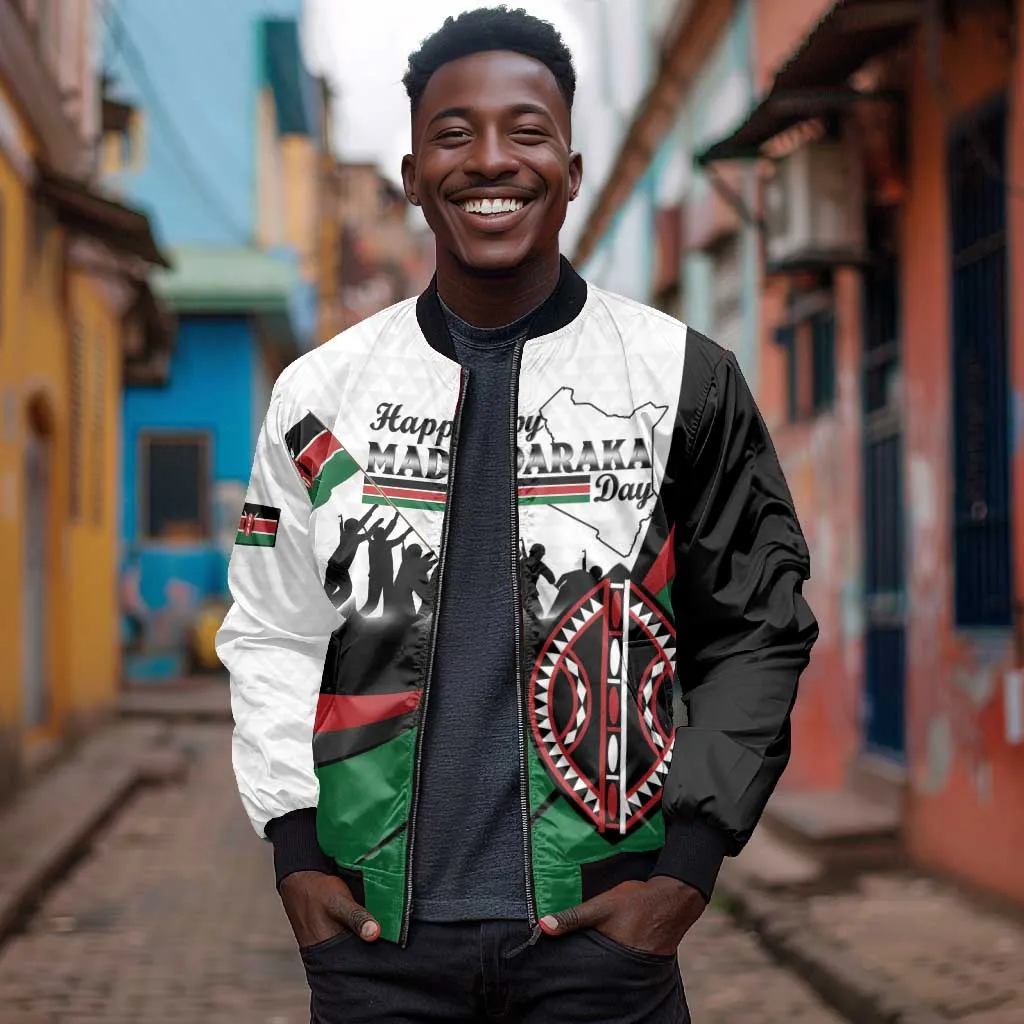Personalised Kenya Bomber Jacket Madaraka Day - Maasai Shield LT15