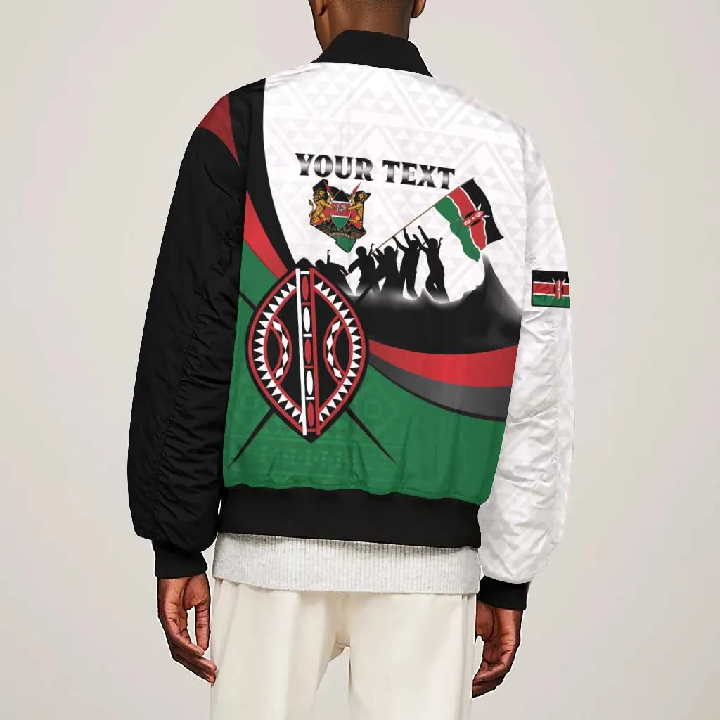 Personalised Kenya Bomber Jacket Madaraka Day - Maasai Shield LT15
