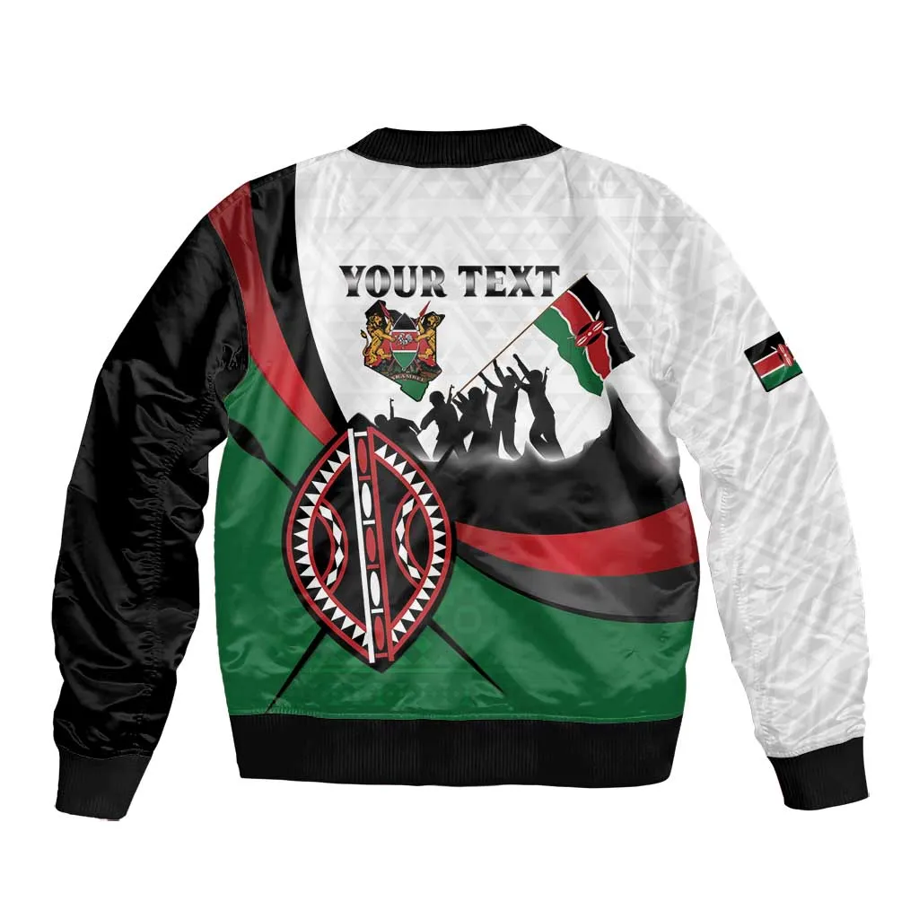 Personalised Kenya Bomber Jacket Madaraka Day - Maasai Shield LT15