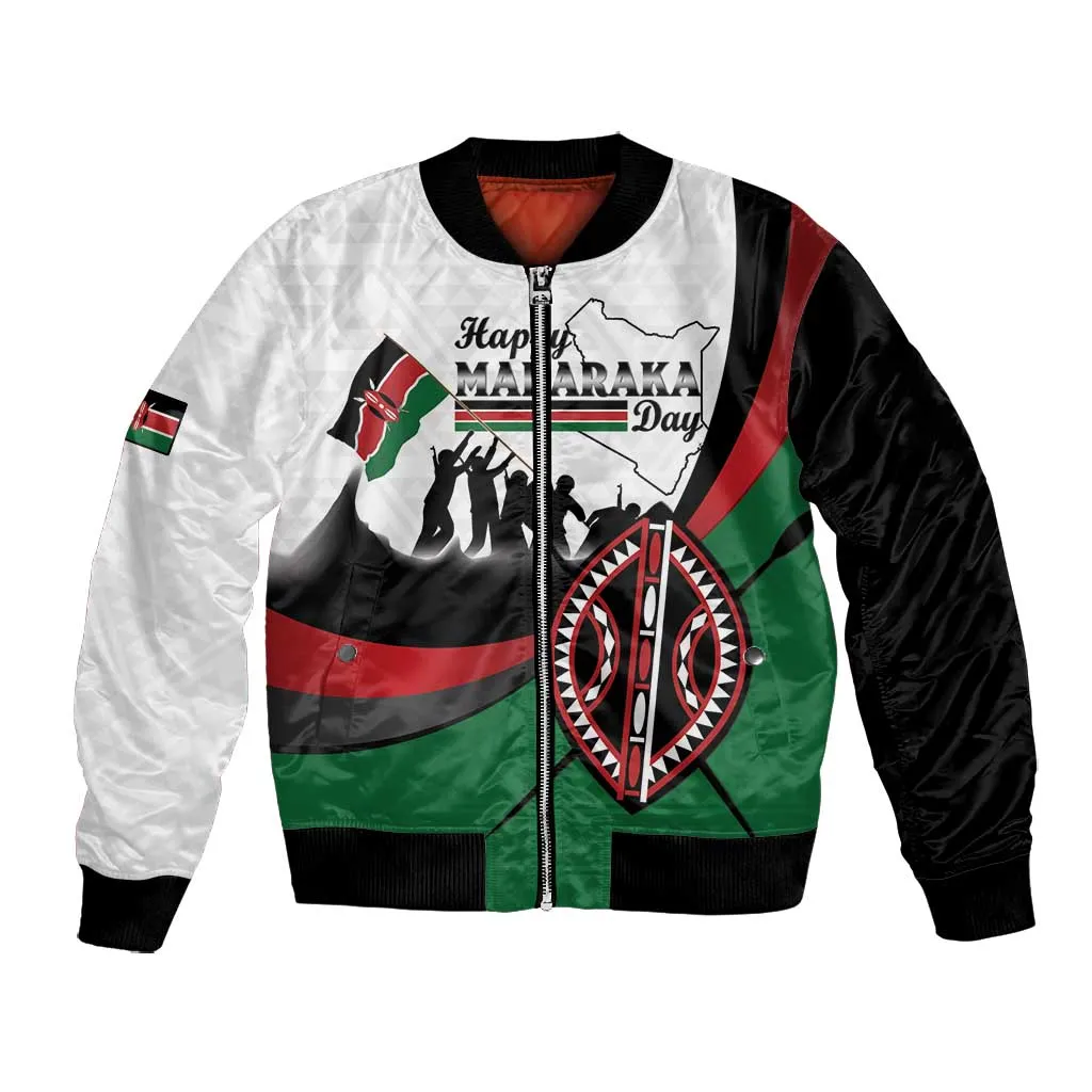 Personalised Kenya Bomber Jacket Madaraka Day - Maasai Shield LT15