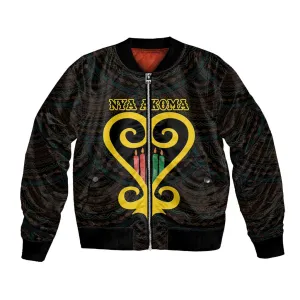 Personalized  African-American Black Love Day Bomber Jacket Sankofa Heart - Nya Akoma LT15