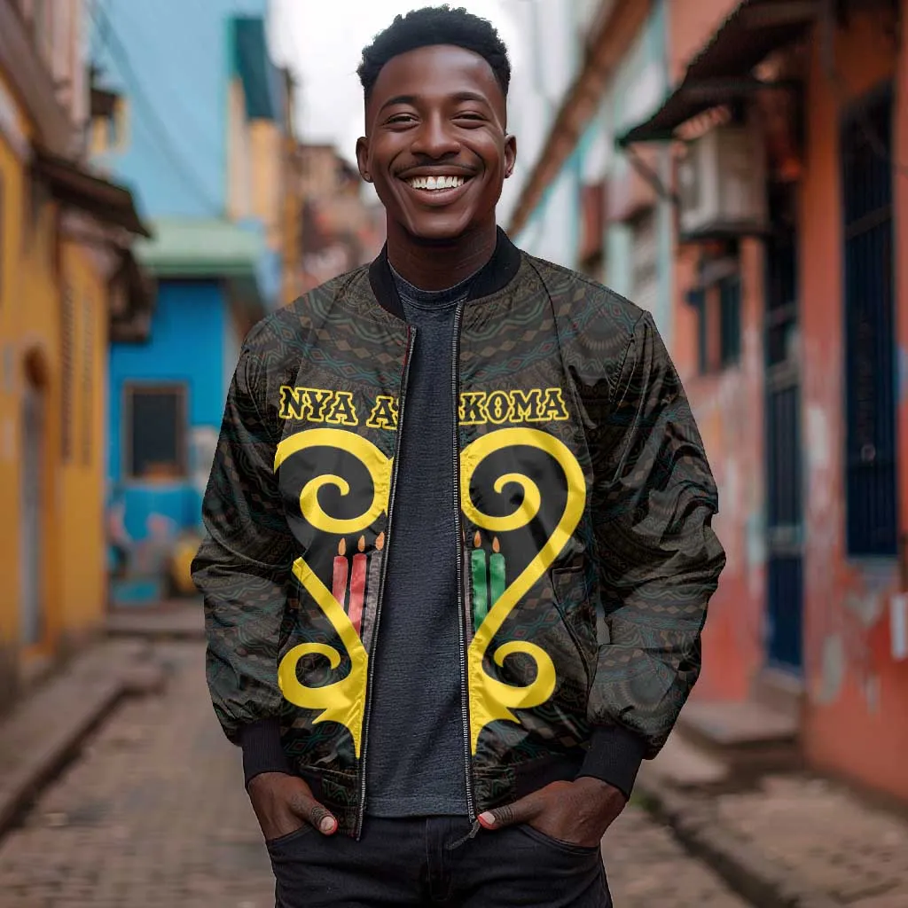 Personalized  African-American Black Love Day Bomber Jacket Sankofa Heart - Nya Akoma LT15