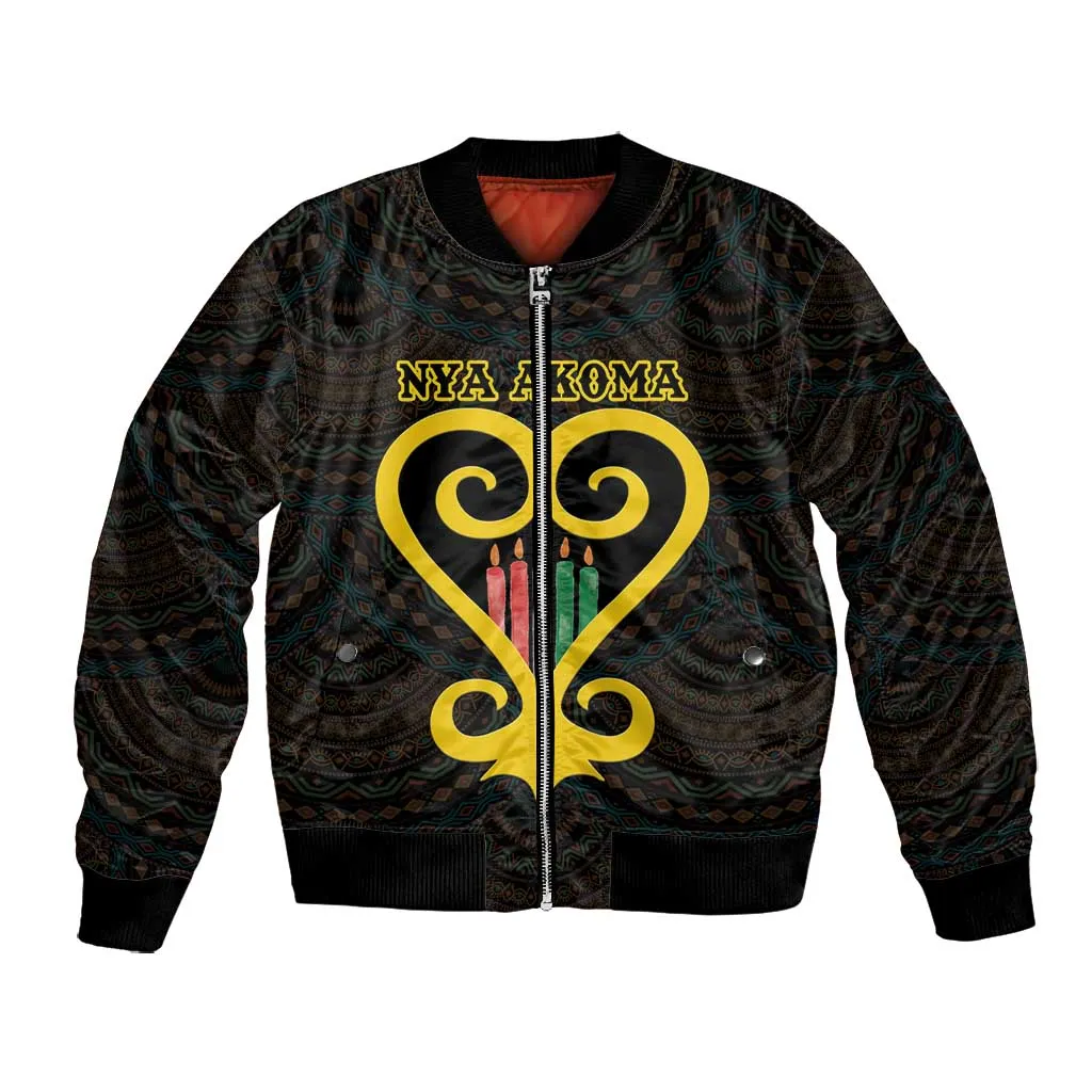 Personalized  African-American Black Love Day Bomber Jacket Sankofa Heart - Nya Akoma LT15