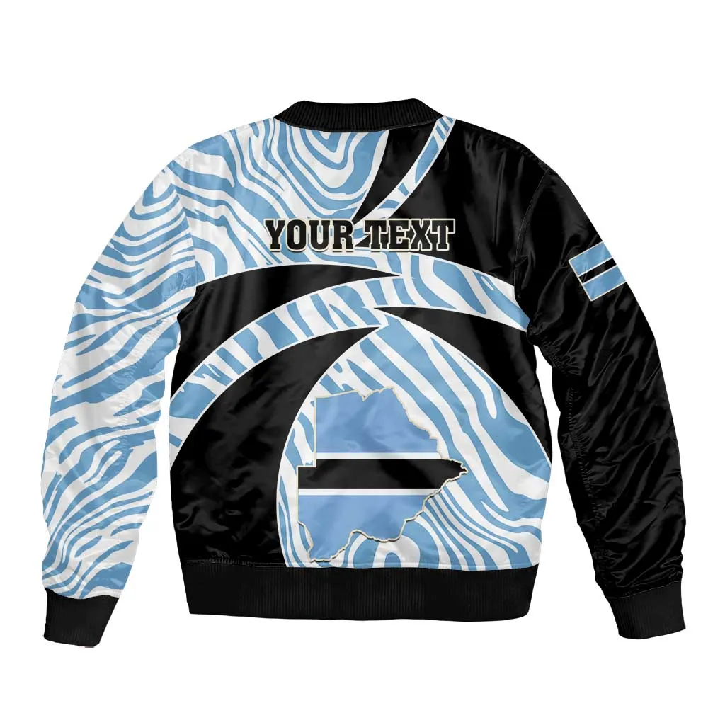 Personalized Botswana Independence Day Bomber Jacket - Lefatshe la Botswana with Zebra Pattern LT01