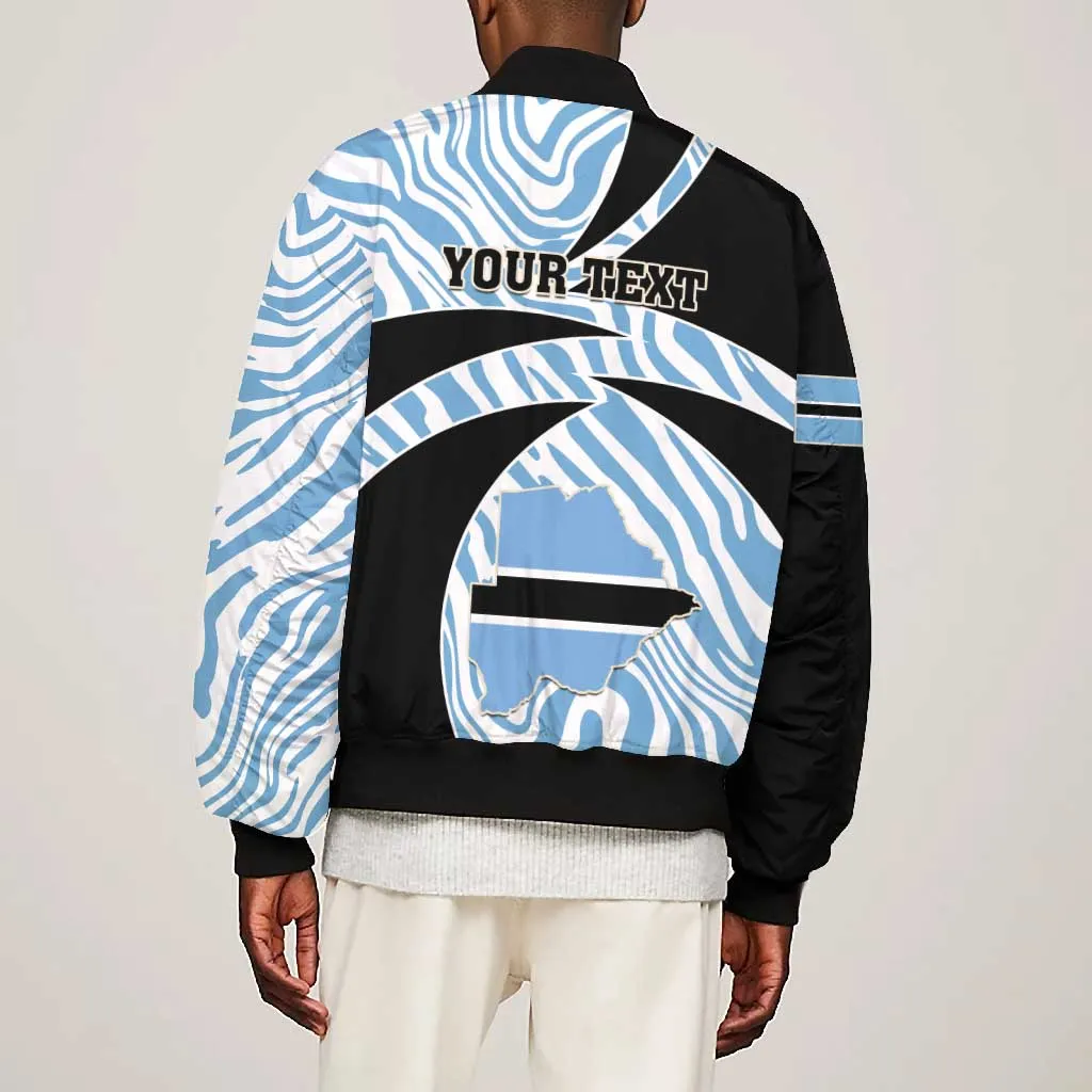 Personalized Botswana Independence Day Bomber Jacket - Lefatshe la Botswana with Zebra Pattern LT01
