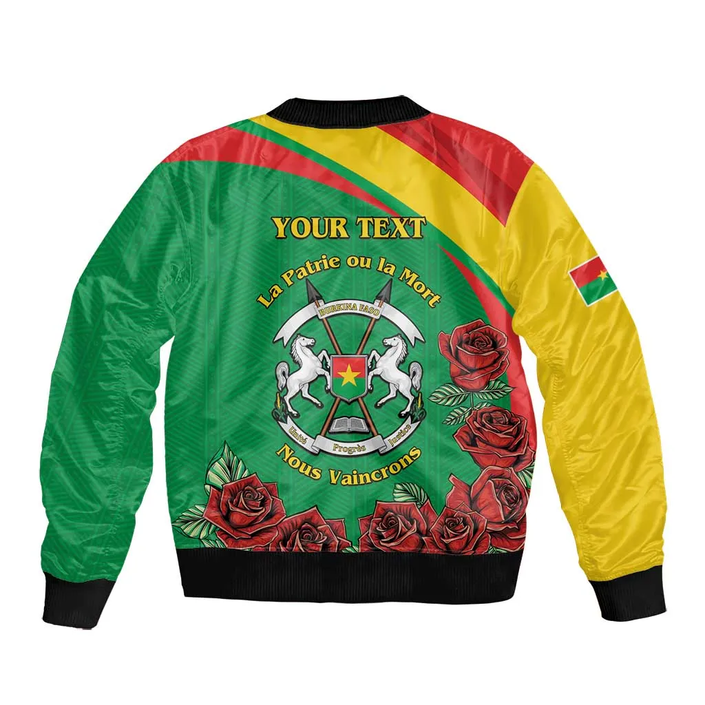 Personalized Burkina Faso Bomber Jacket White Stallion With Red Rose - Republic Day LT15