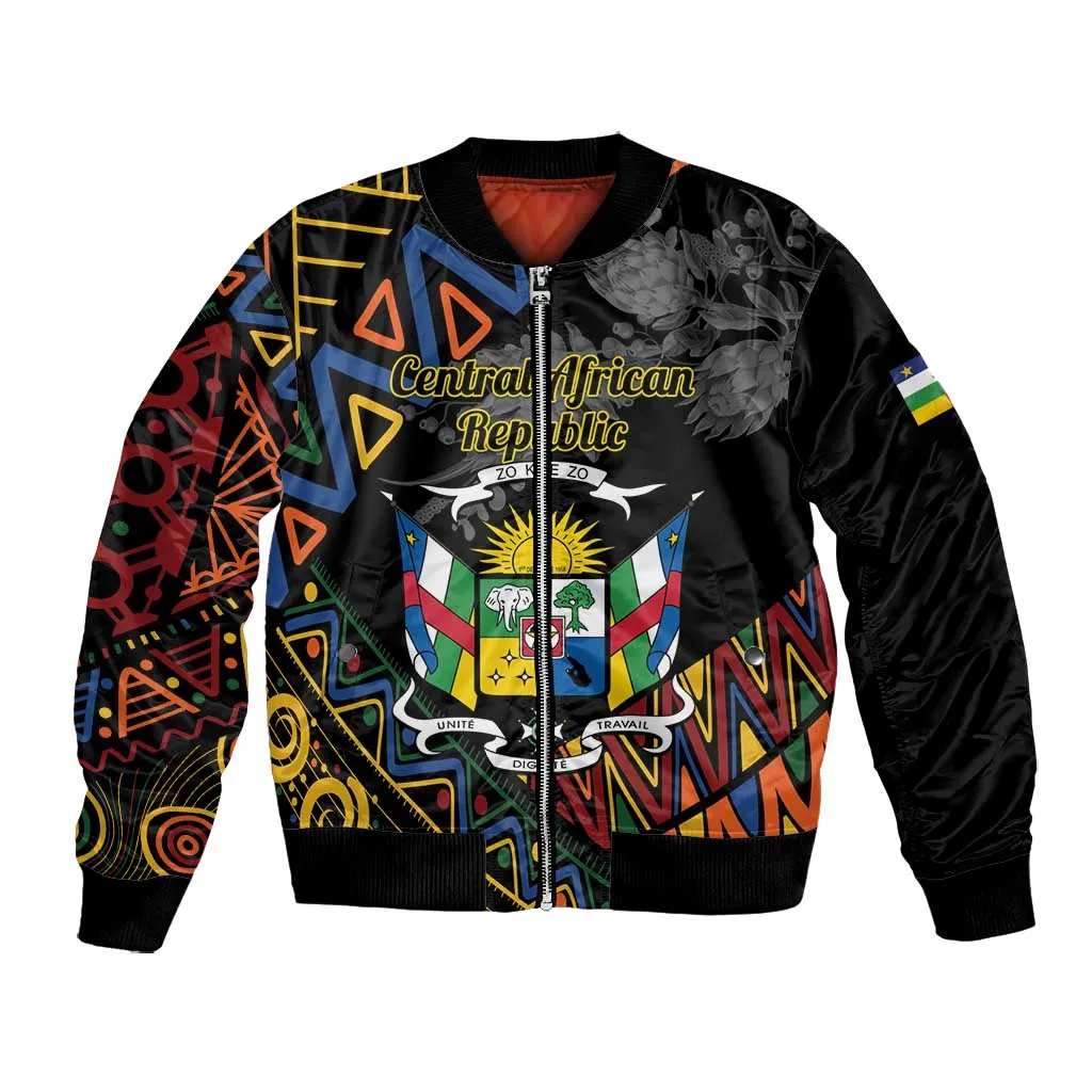Personalized Central African Republic Bomber Jacket Protea - African Pattern LT01