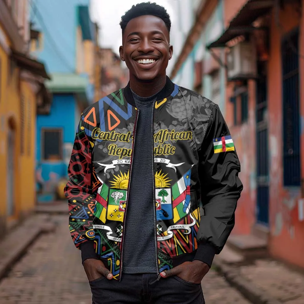 Personalized Central African Republic Bomber Jacket Protea - African Pattern LT01